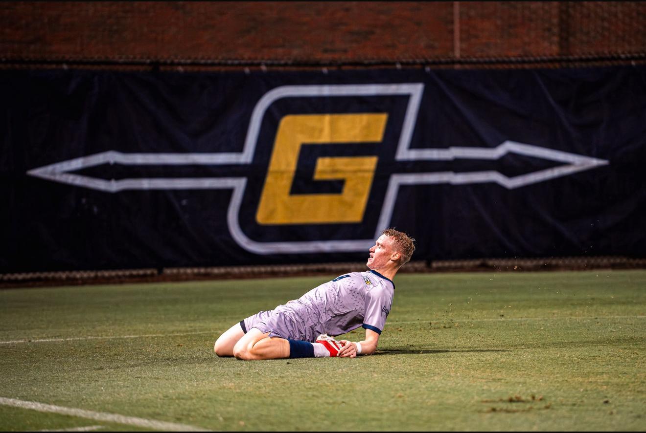 SAGA player celebrating a goal on the pitch